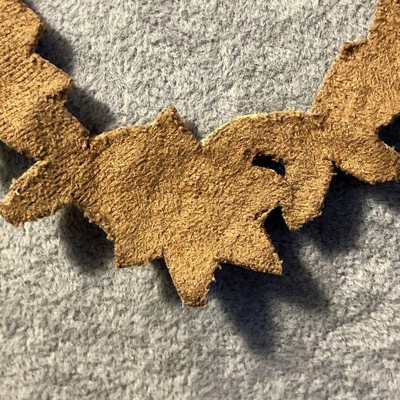 Vintage Suede Backed Prong Set Glass Stone Pink White Floral Necklace - Picture 12 of 13